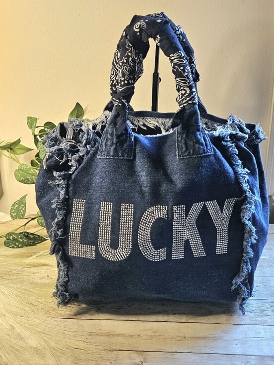 Hipchik Handbags - HipChik Couture bag is a medium-to-large tote dark blue denim. Lucky across